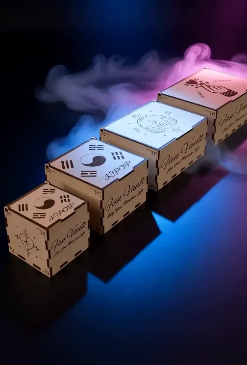 Four Fan Vault sizes in dramatic coloured light and smoke